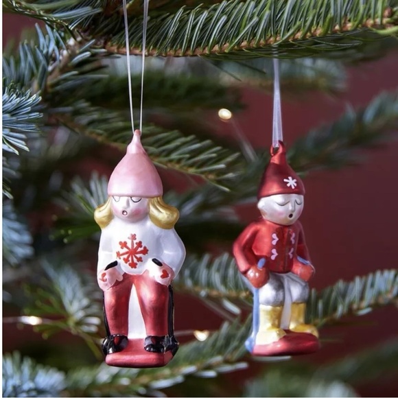 Set 2 New IKEA VINTERFINT Hanging Ornaments Winter-dressed Couple Red 505.303.75 - Picture 1 of 4
